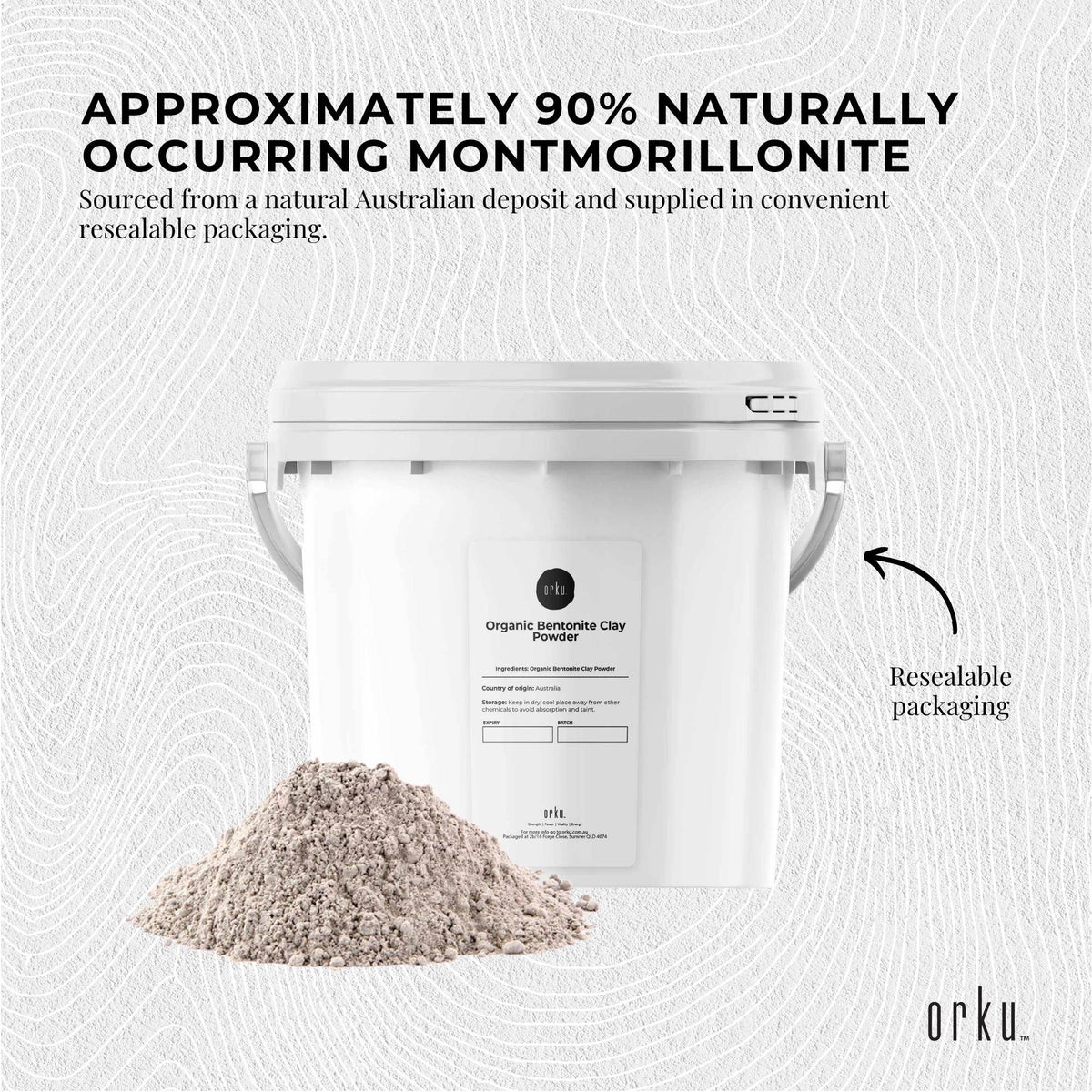 Orku 5Kg Organic Bentonite Clay Powder Cosmetic Grade