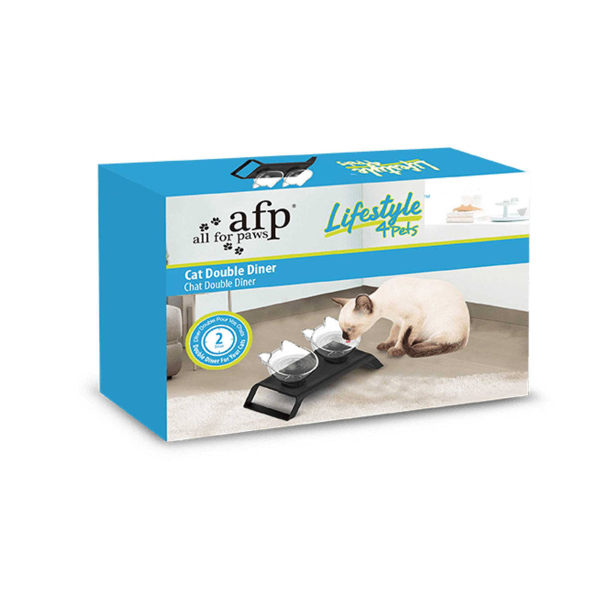 2x200ml Elevated Cat Bowl Stand