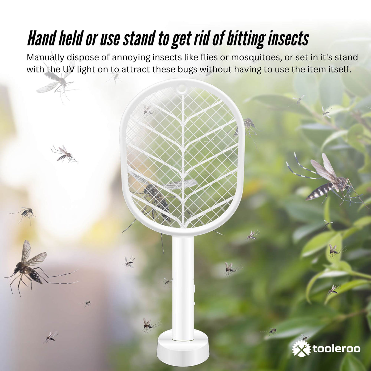 Tooleroo 2 in 1 Rechargeable Mosquito Swatter, White, shown in a real setting, photo 3 of 7