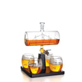 Kitchee Sailboat Glass Decanter Set with 4 Glasses and Stand, 1 L