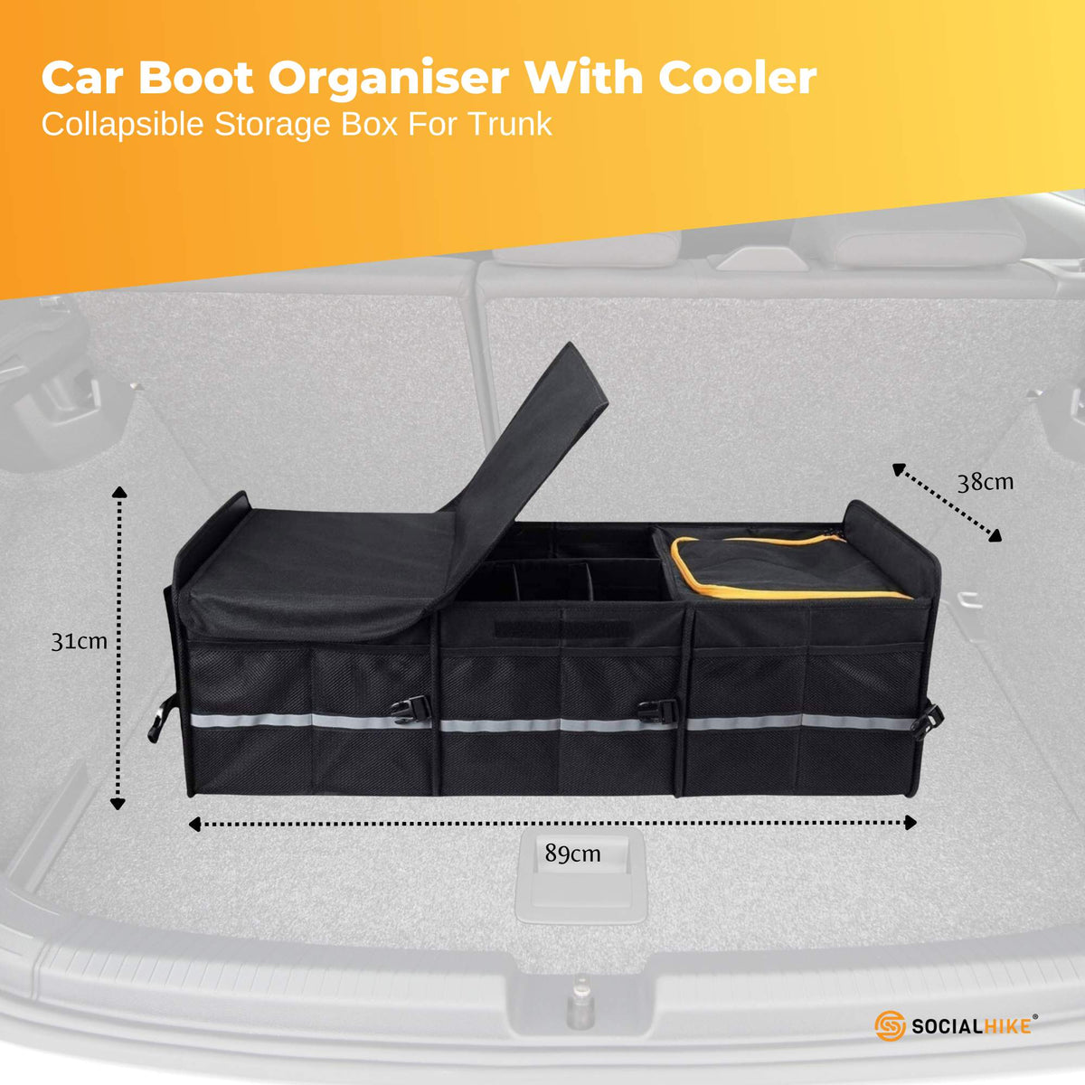 Social Hike Car Boot Organiser with Cooler Bag, 100 L