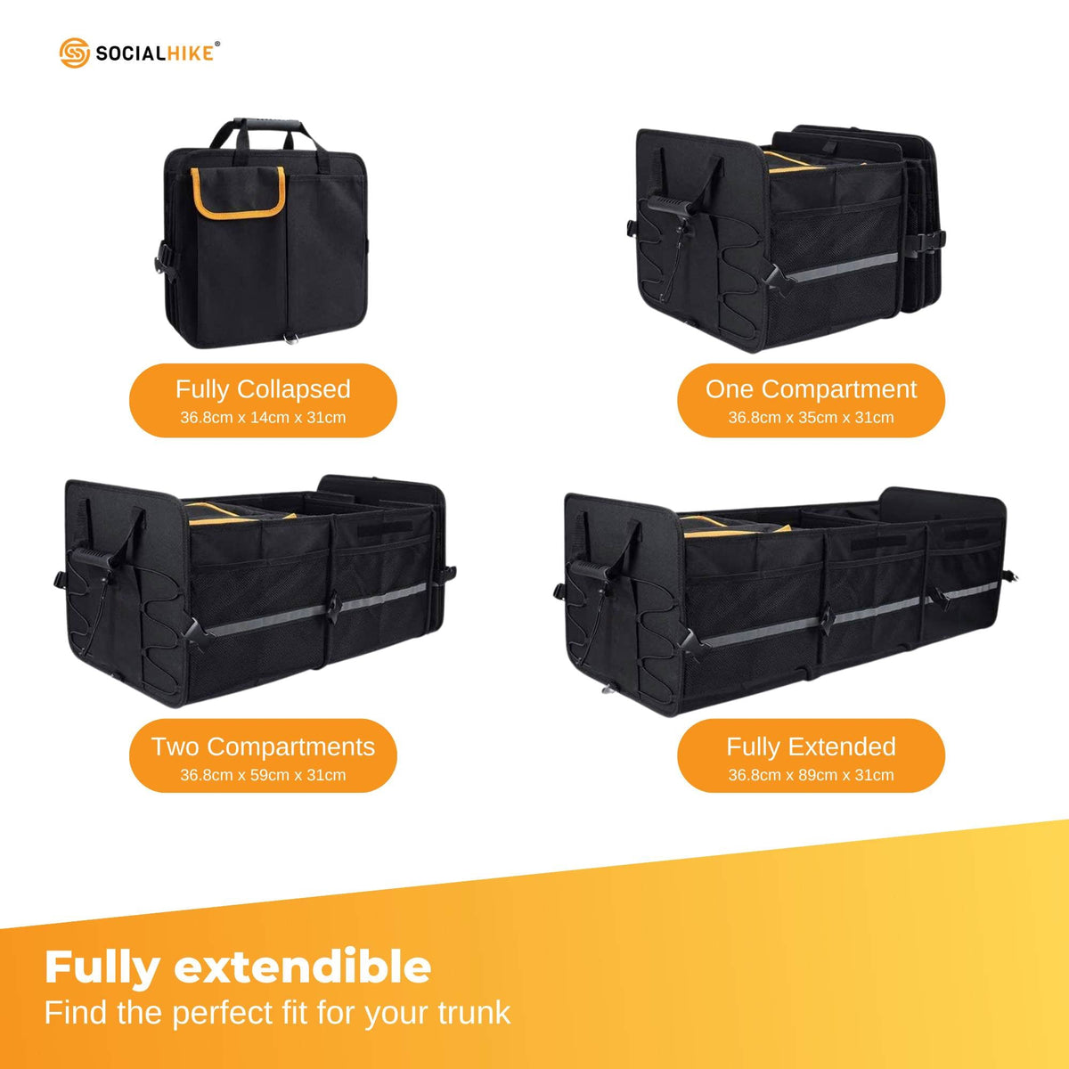 Social Hike Car Boot Organiser with Cooler Bag, 100 L