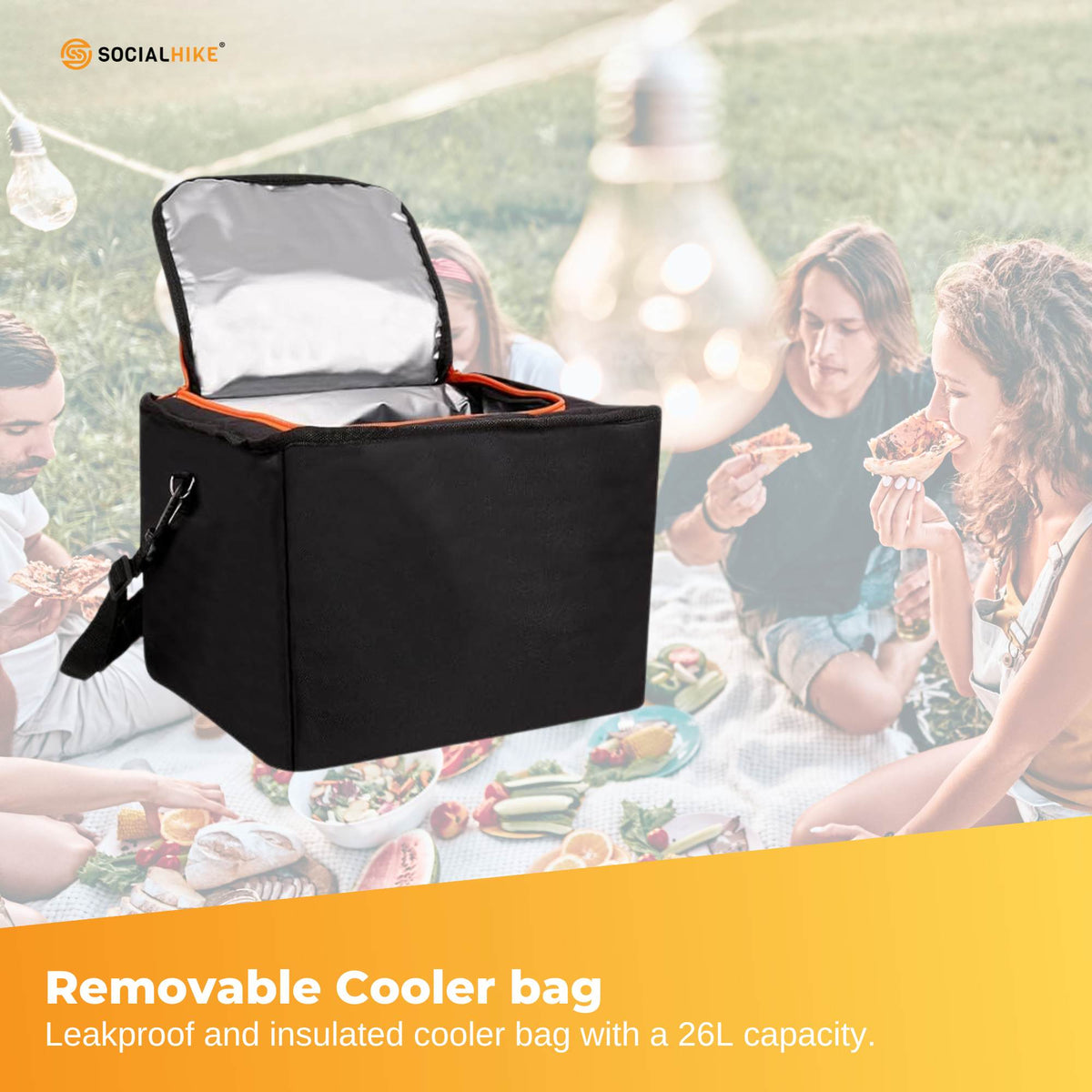 Social Hike Car Boot Organiser with Cooler Bag, 100 L