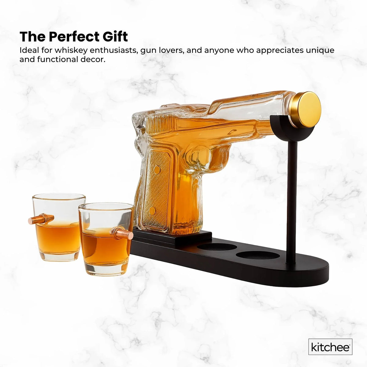 Kitchee 225mL Whisky or Wine Decanter Glass Pistol Set