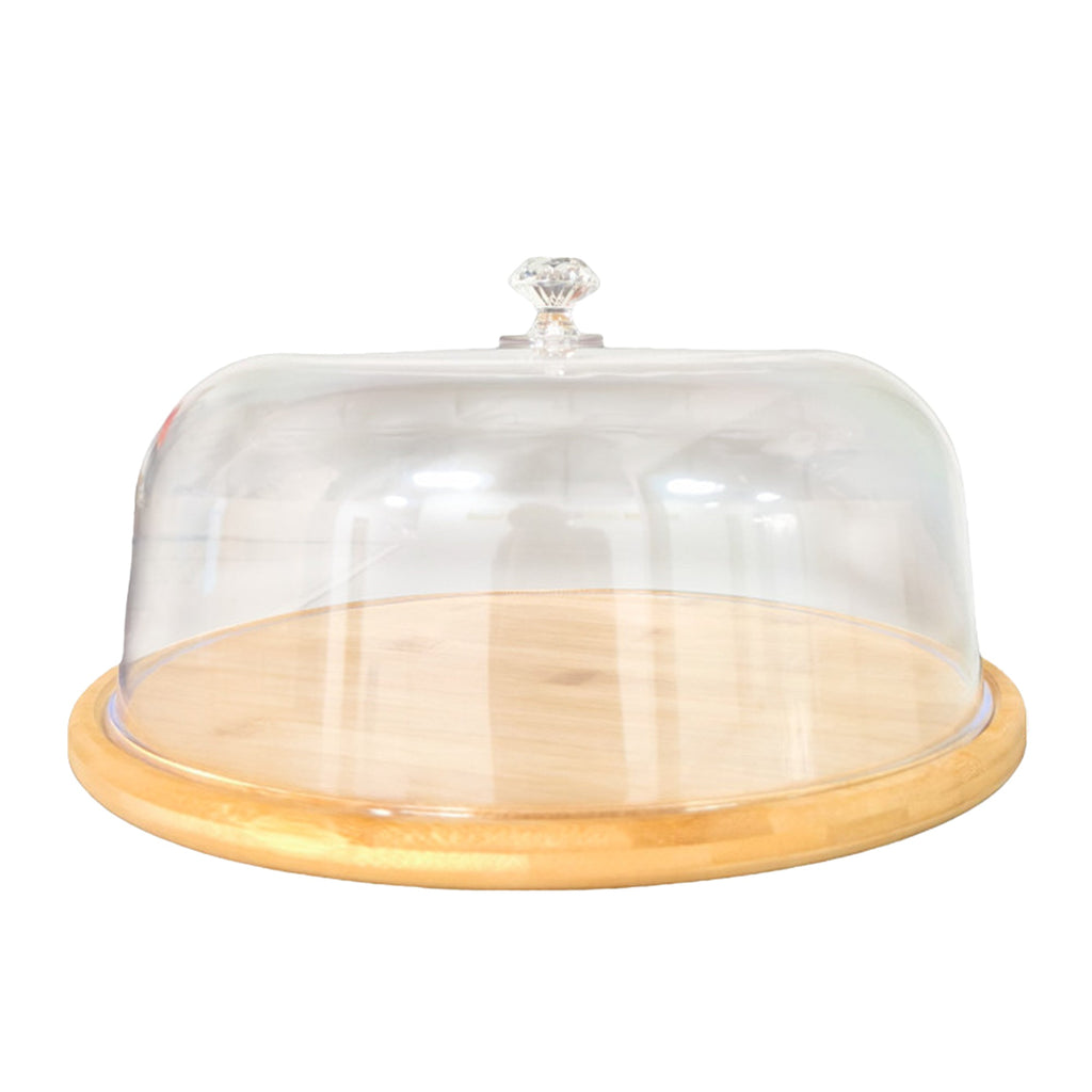 Kitchee 30cm Bamboo Cake Stand + Dome Acrylic Cover - Dessert Display