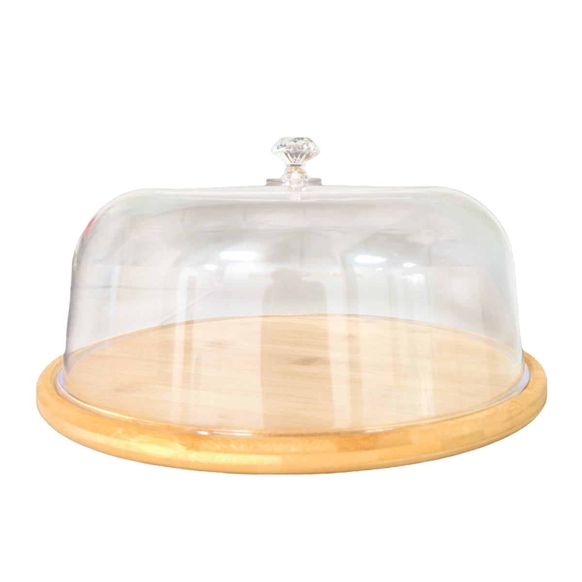 Kitchee 30cm Bamboo Cake Stand + Dome Acrylic Cover - Dessert Display