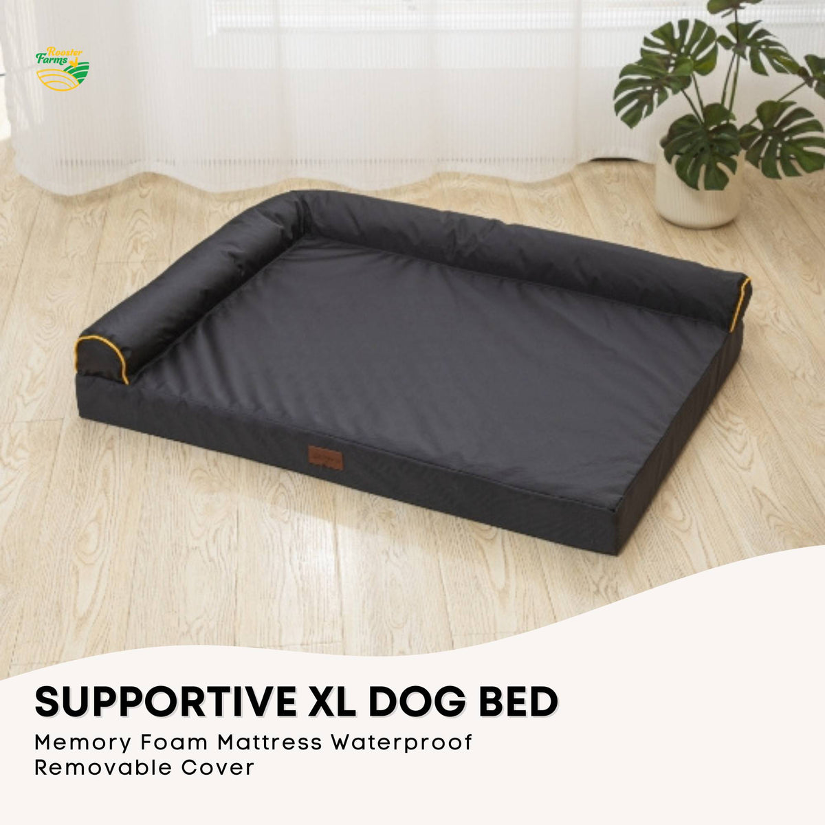 Rooster Farms Supportive Dog Bed XL Grey