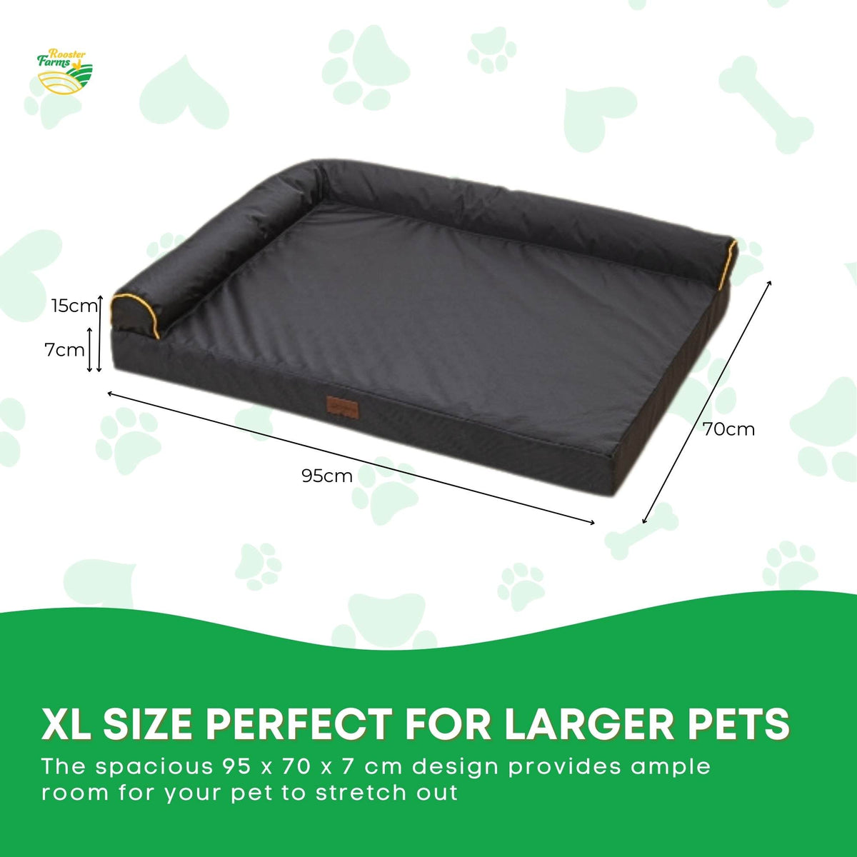 Rooster Farms Supportive Dog Bed XL Grey