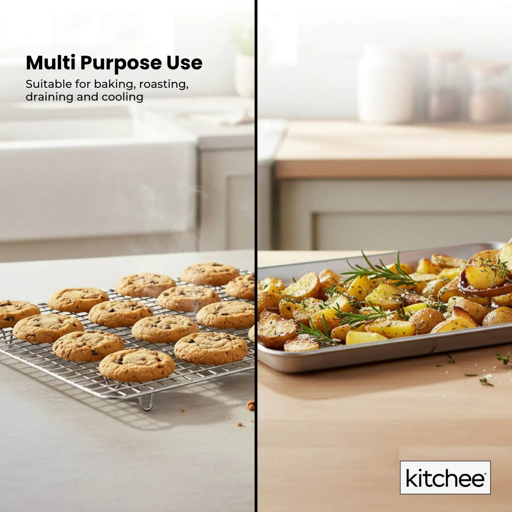 Kitchee Stainless Steel Baking Tray and Cooling Rack Set, 4 Piece