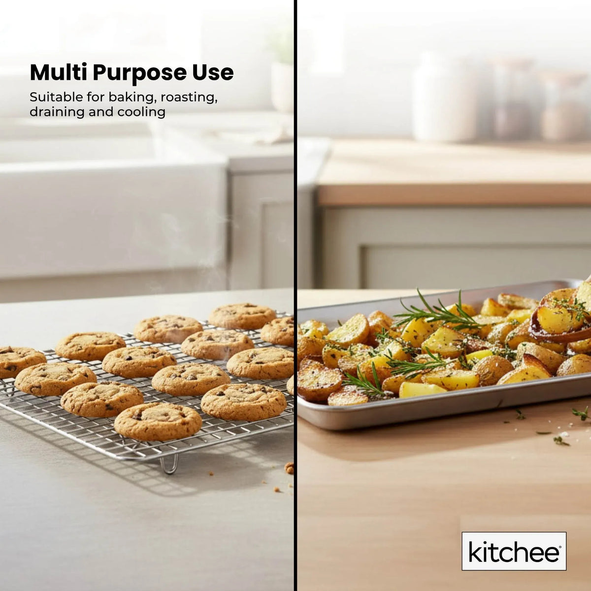 Kitchee Stainless Steel Baking Tray and Cooling Rack Set, 4 Piece
