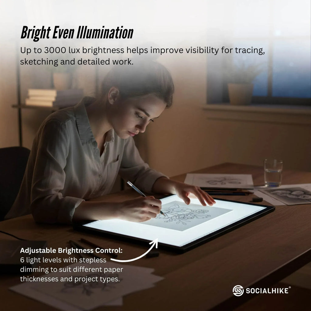 Social Hike A3 LED Light Pad Tracing Board Rechargeable USB-C 3000mAh