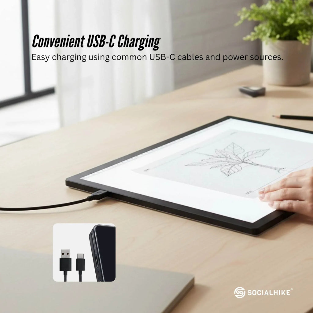 Social Hike A3 LED Light Pad Tracing Board Rechargeable USB-C 3000mAh