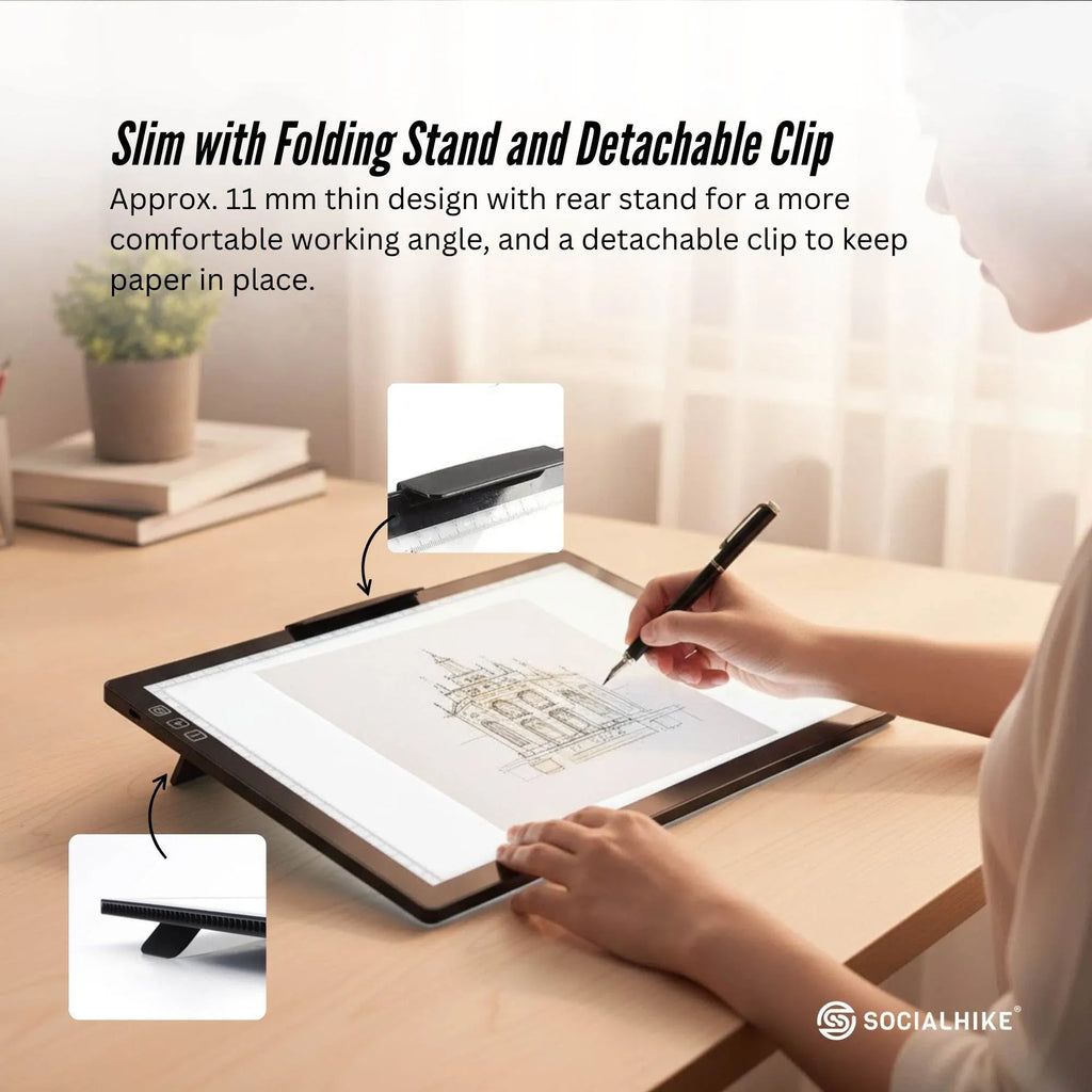 Social Hike A4 LED Light Pad Tracing Board Rechargeable USB-C 3000mAh