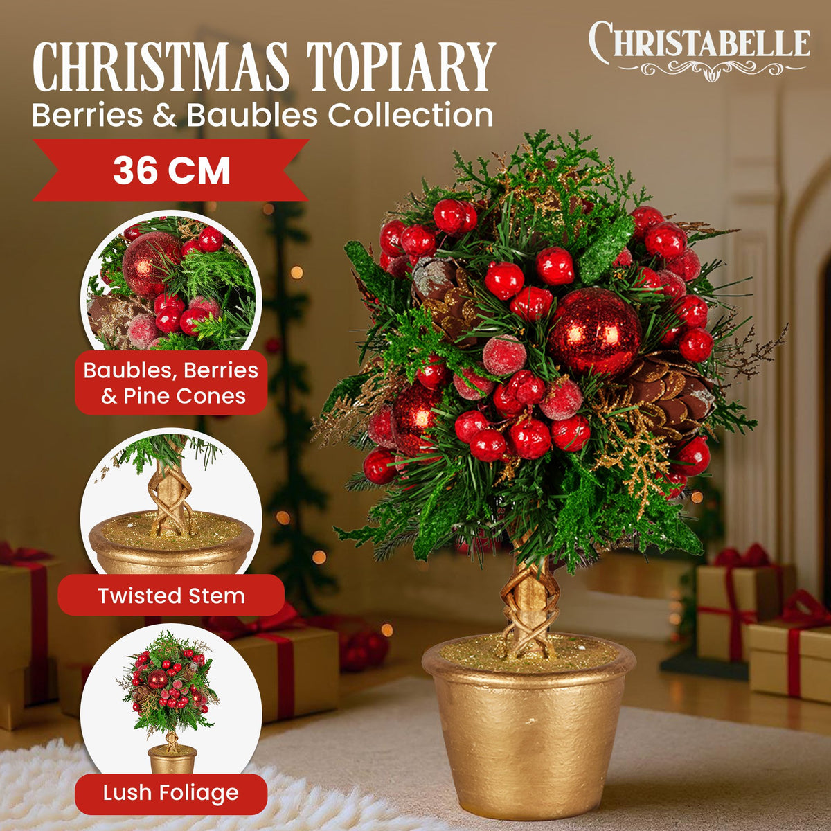 Christabelle Decorated Tabletop Topiary Tree, 36 cm