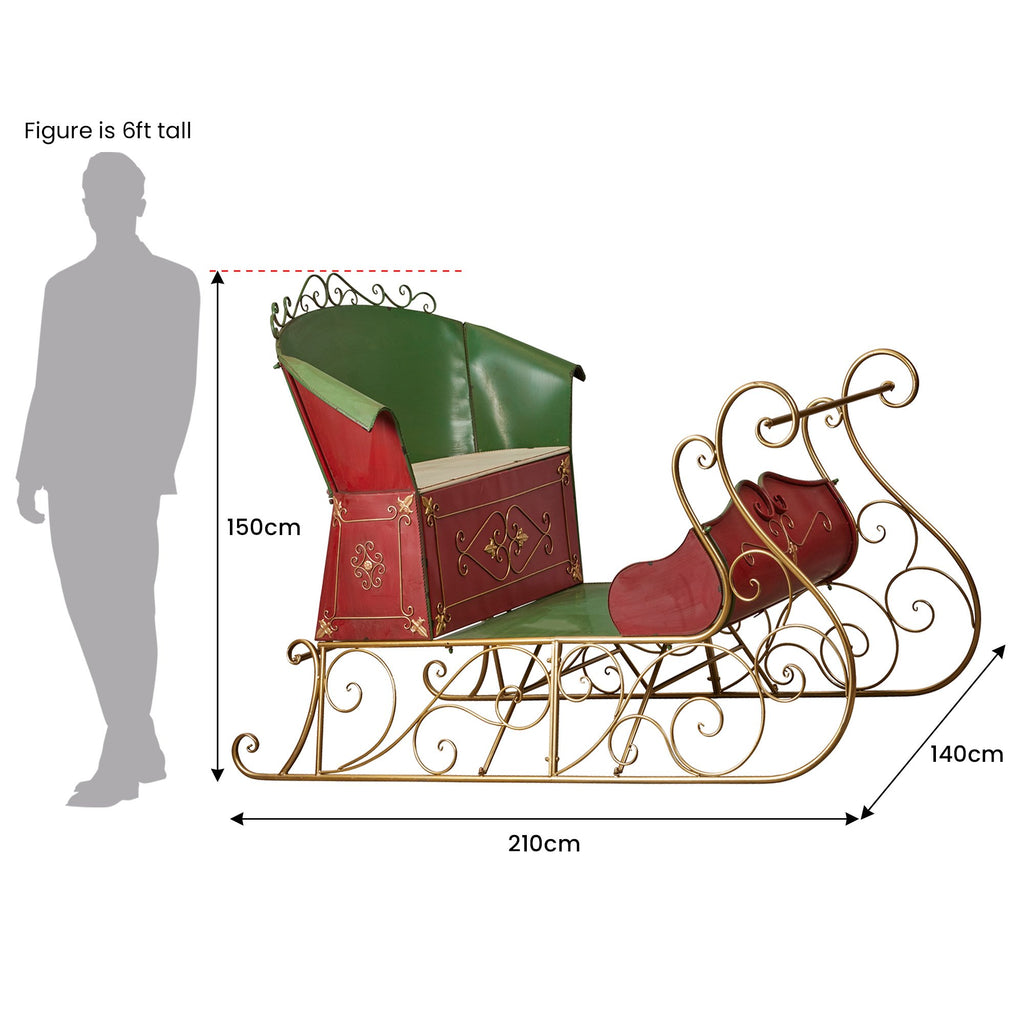 Christabelle Jumbo Life Size 210cm Rustic Christmas Sleigh Display Steel Art Christmas Decoration
