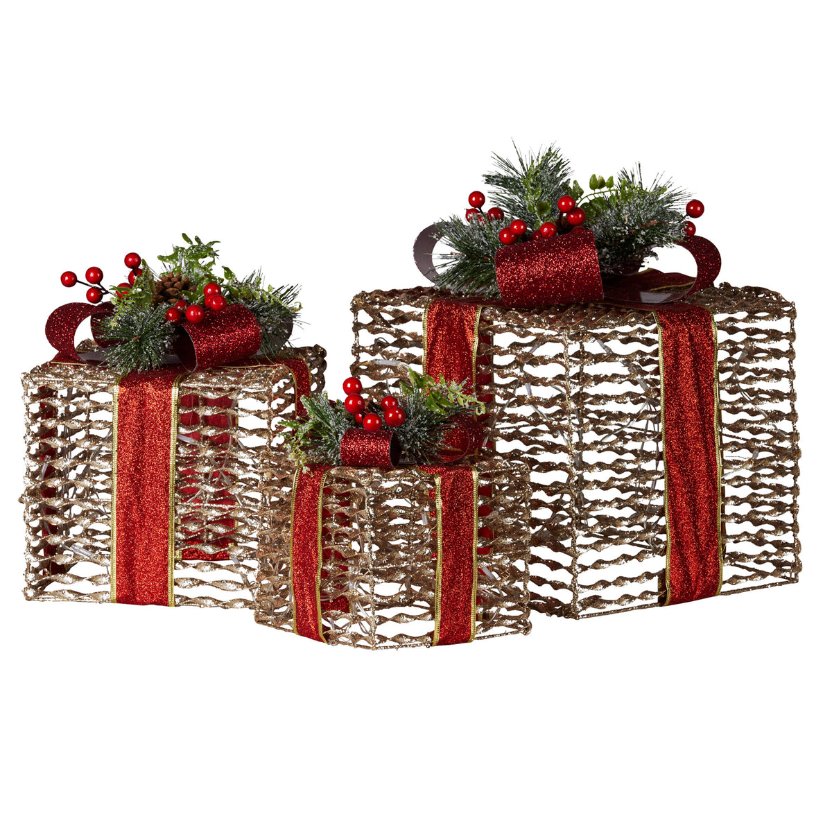 Christabelle Lit Christmas Gift Boxes, Set of 3