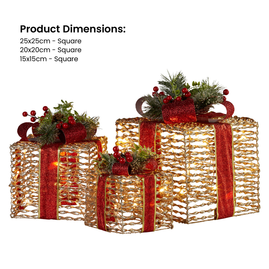 Christabelle Lit Christmas Gift Boxes, Set of 3