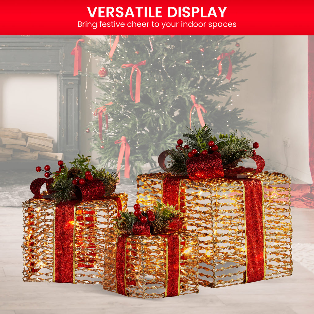 Christabelle Lit Christmas Gift Boxes, Set of 3