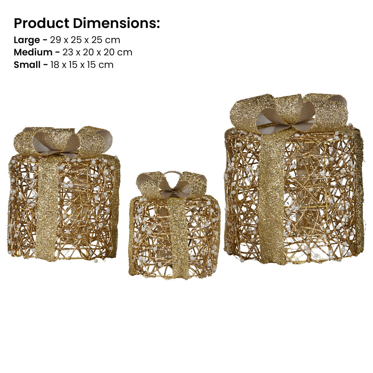 Christabelle LED Christmas Gift Box Display, Set of 3