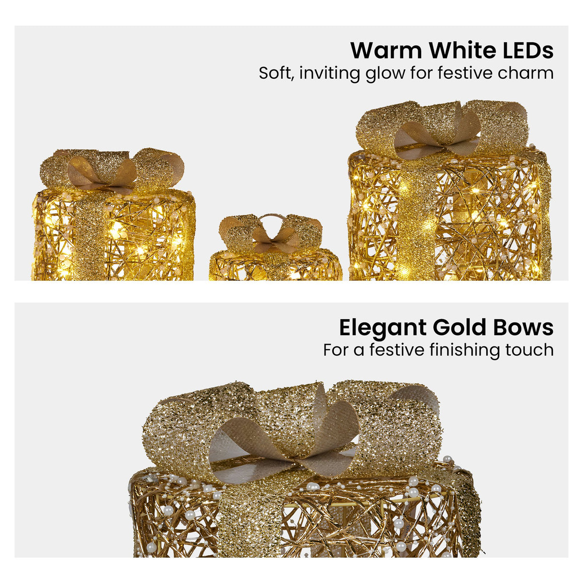 Christabelle LED Christmas Gift Box Display, Set of 3