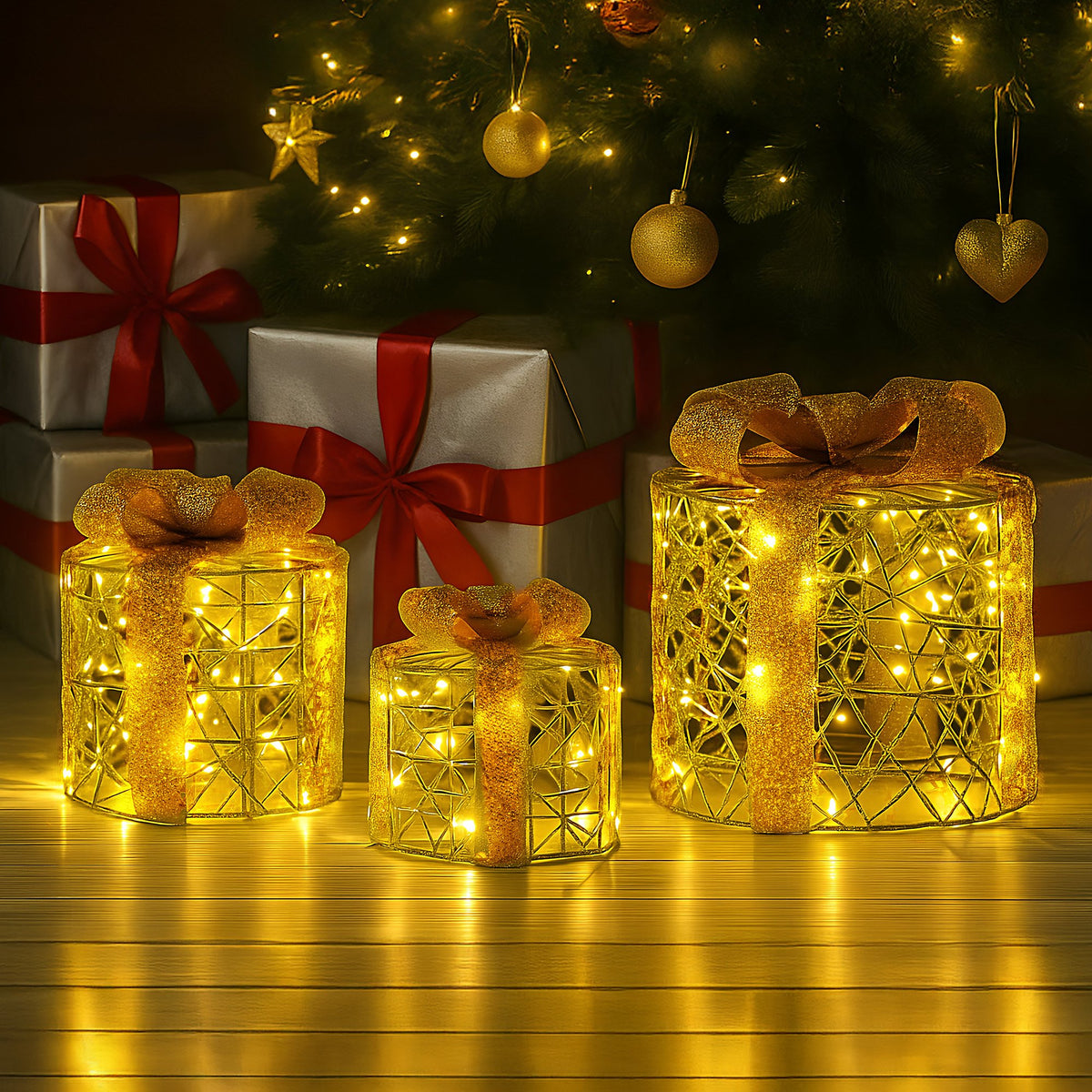 Christabelle LED Christmas Gift Box Display, Set of 3