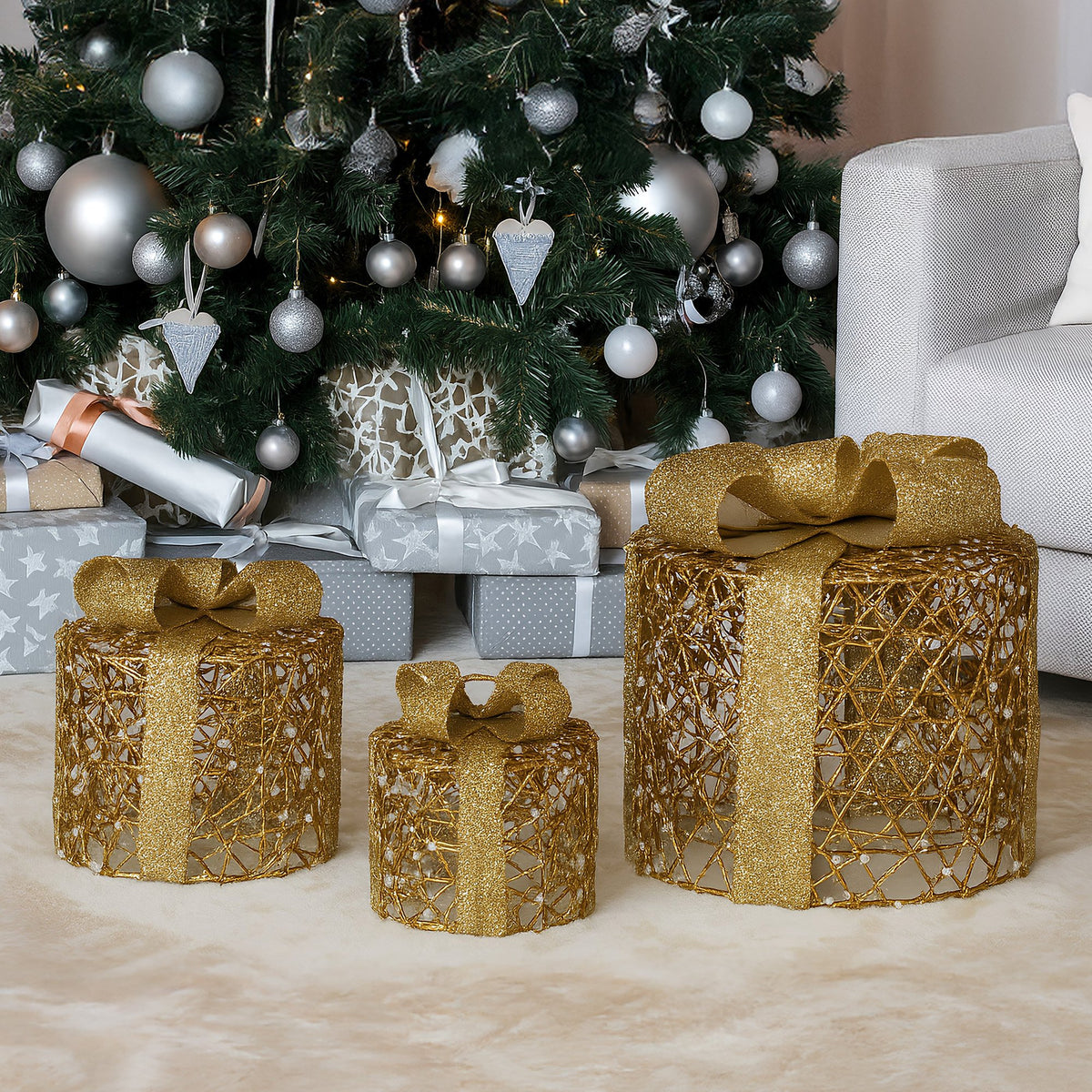 Christabelle LED Christmas Gift Box Display, Set of 3