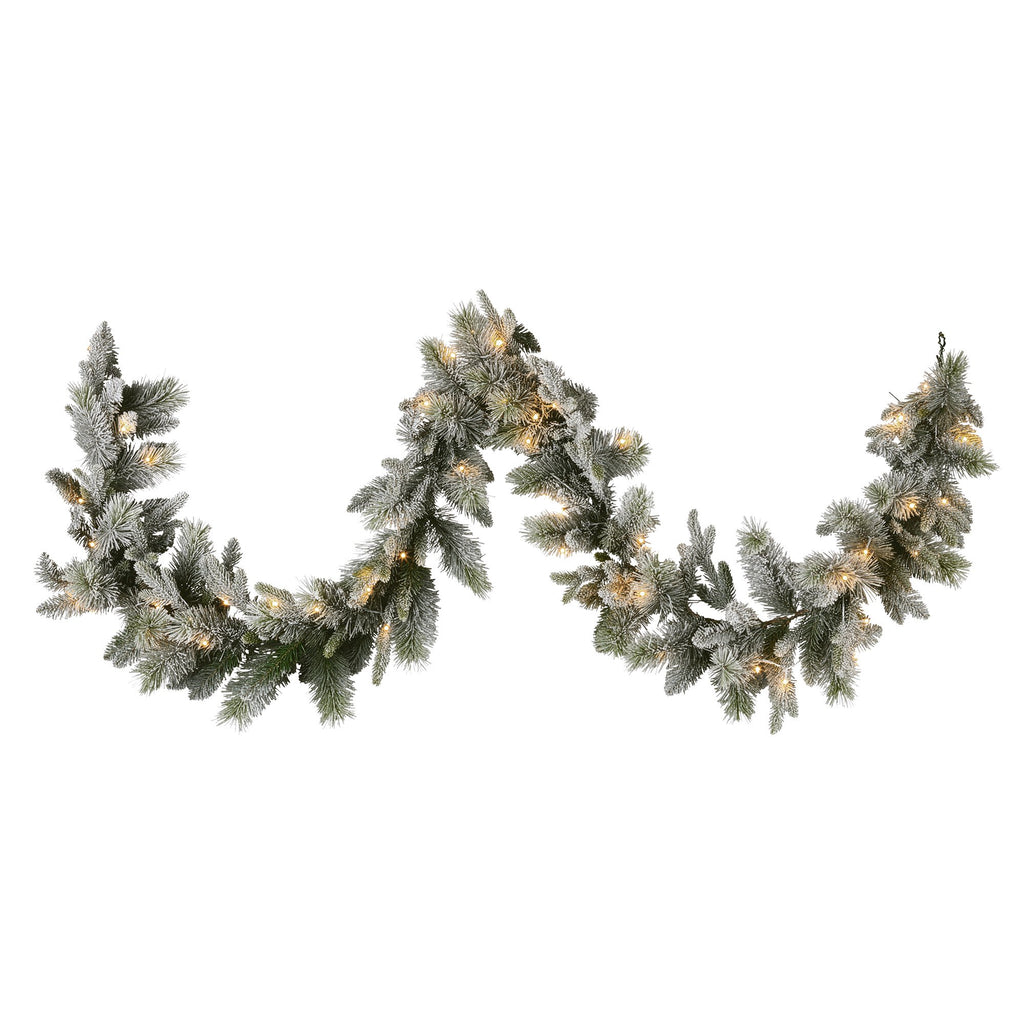 Christabelle Snowy Spruce Garland with LED Lights, 2.7 m