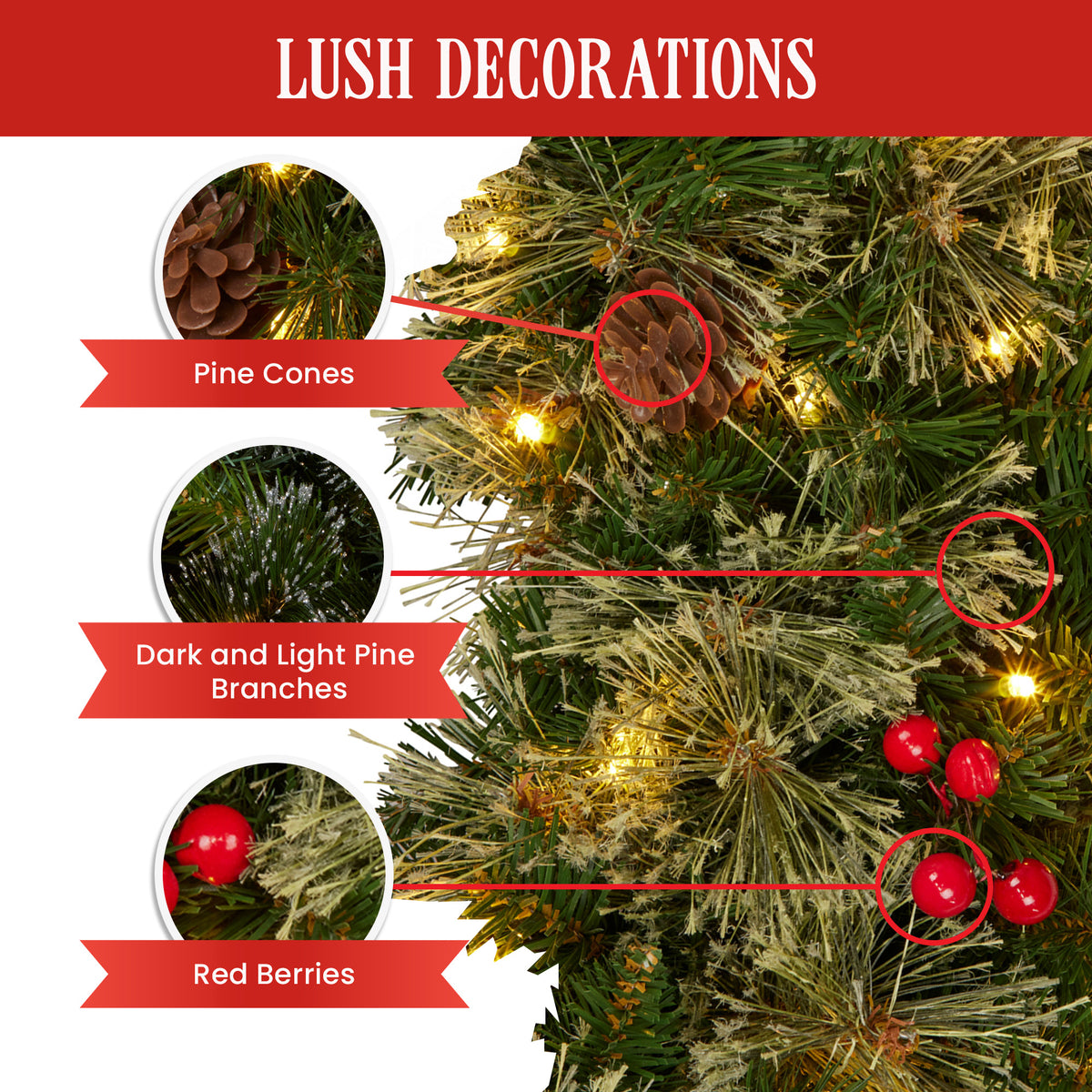 Christabelle 61cm Christmas Bristle with LED Lights Front Door Decoration Ornament