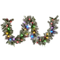 Swishmas Snowy Crown Pine Garland with Snowball Lights, 2.7 m