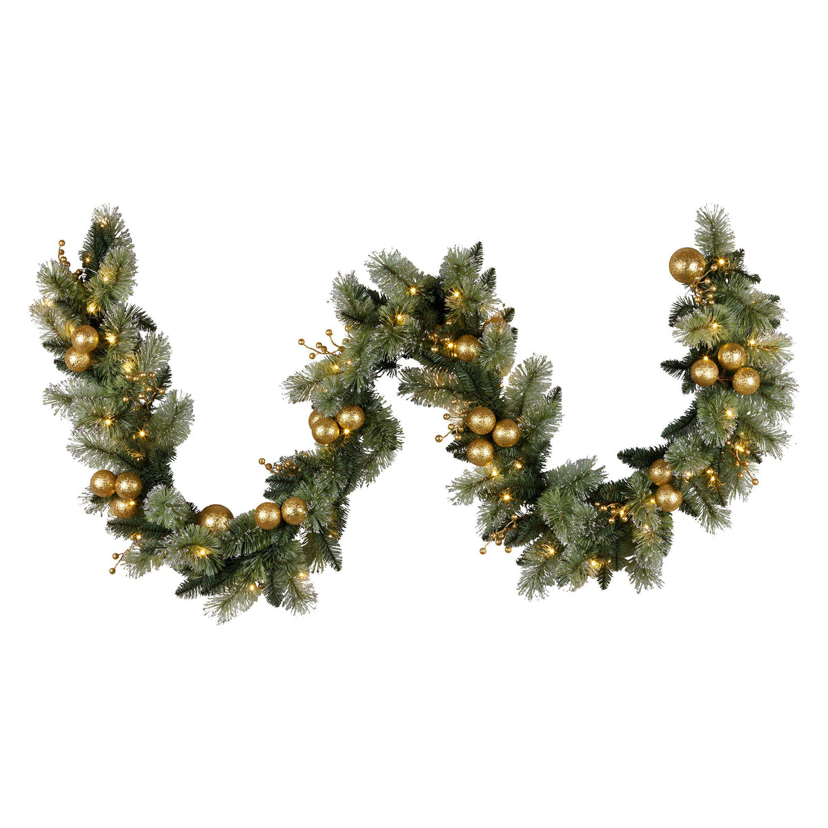 Christabelle Gold Bauble Garland with LED Lights, 2.7 m