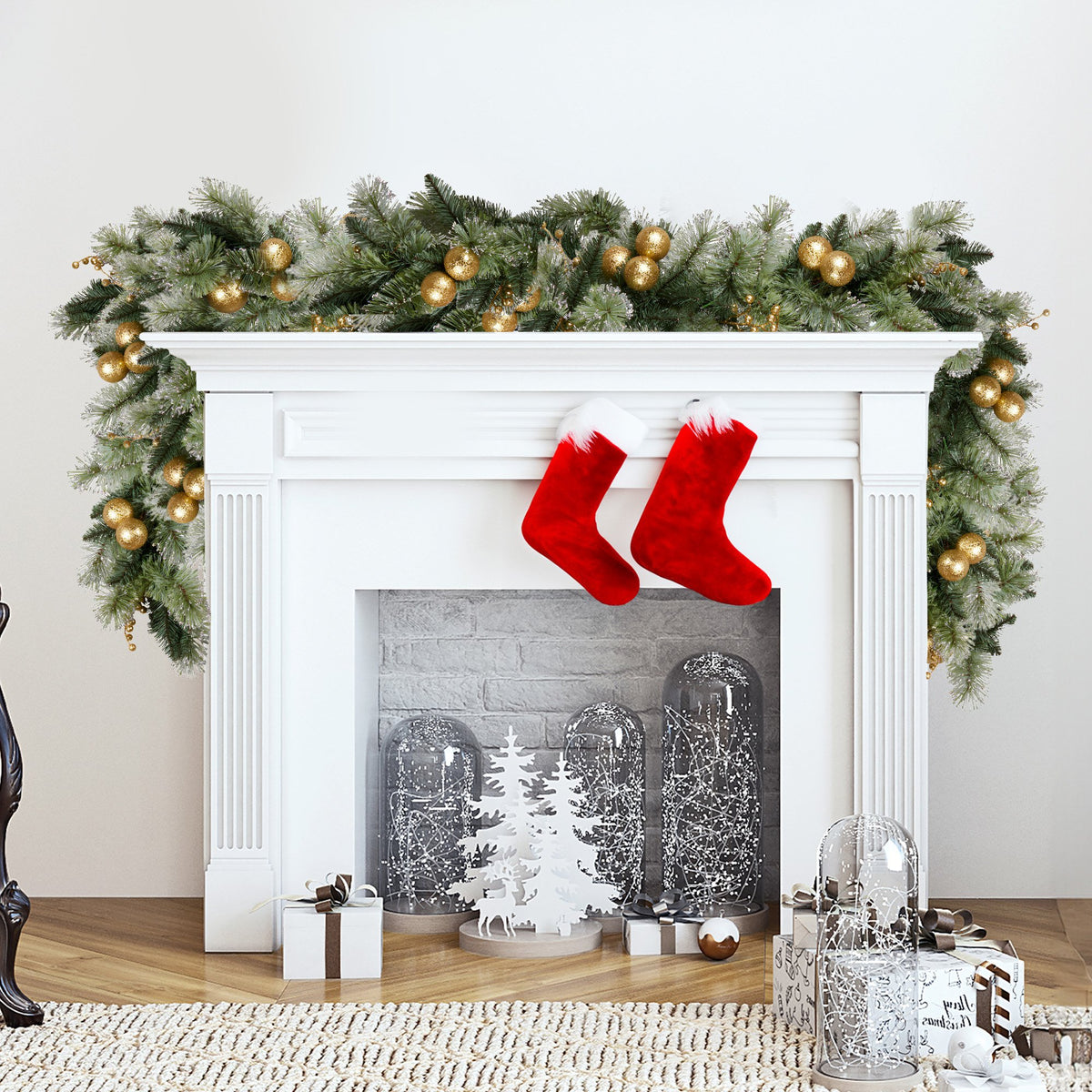 Christabelle Gold Bauble Garland with LED Lights, 2.7 m