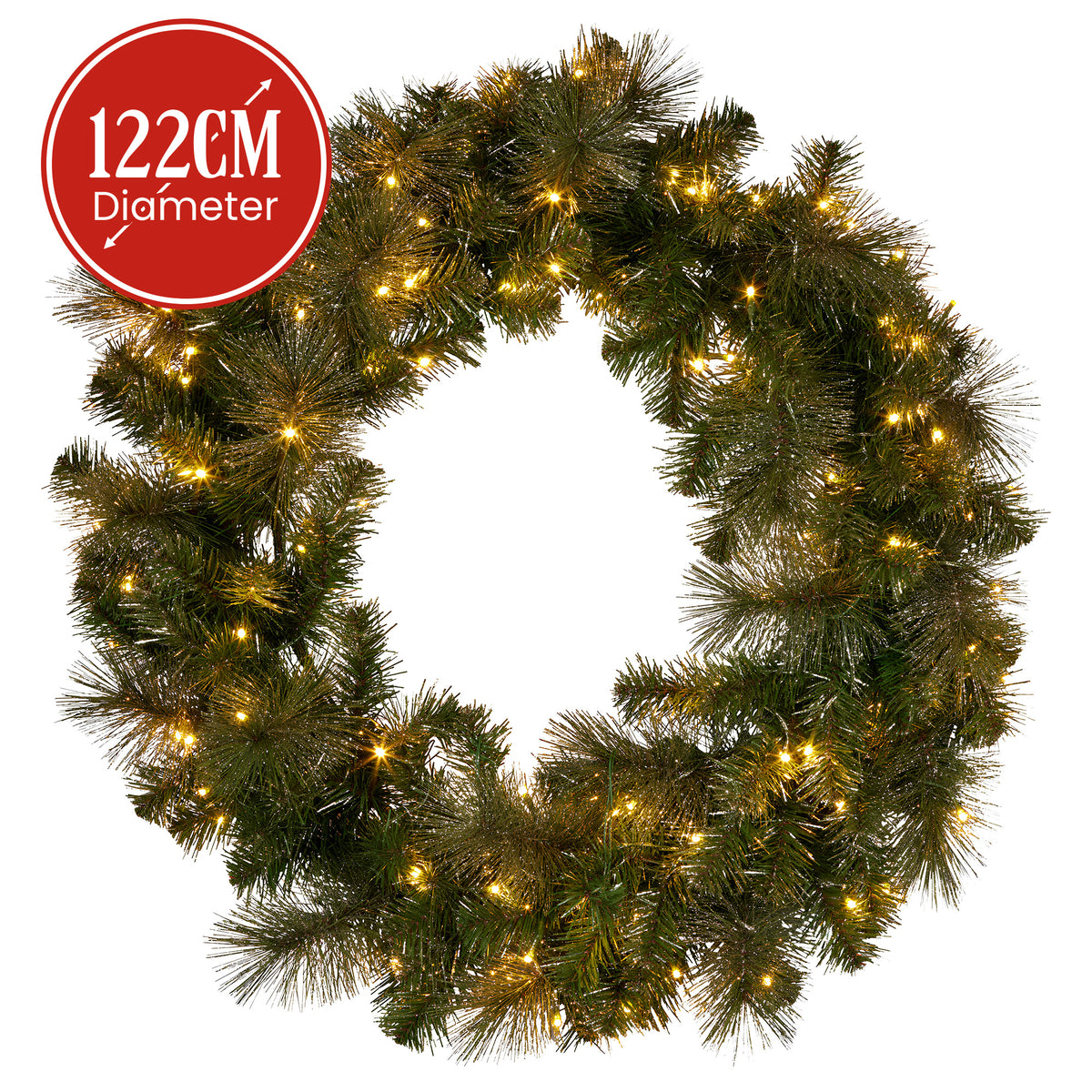 Christabelle Split Double Door Wreath with LED Lights, 122 cm