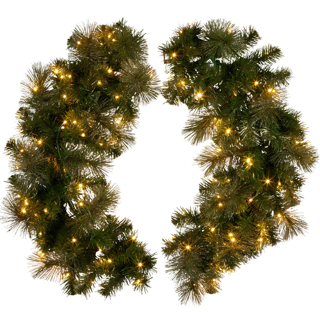 Christabelle Split Double Door Wreath with LED Lights, 122 cm
