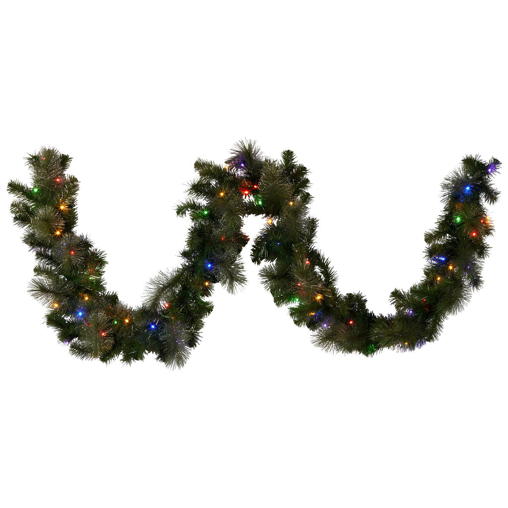 Christabelle Gold Glitter Pine Garland with Multi-Function LEDs, 2.7 m
