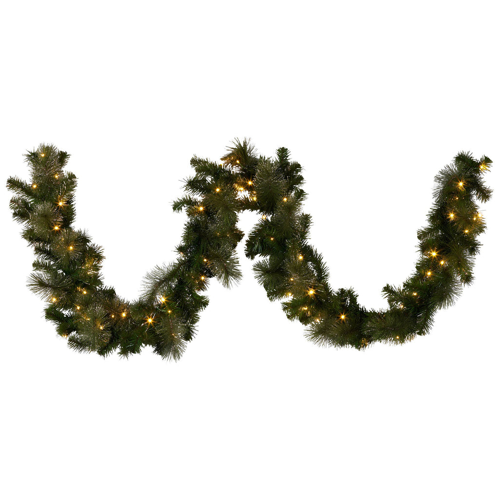 Christabelle Gold Glitter Pine Garland with Multi-Function LEDs, 2.7 m