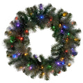 Christabelle Gold Glitter Pine Wreath with Multi-Function LEDs, 61 cm