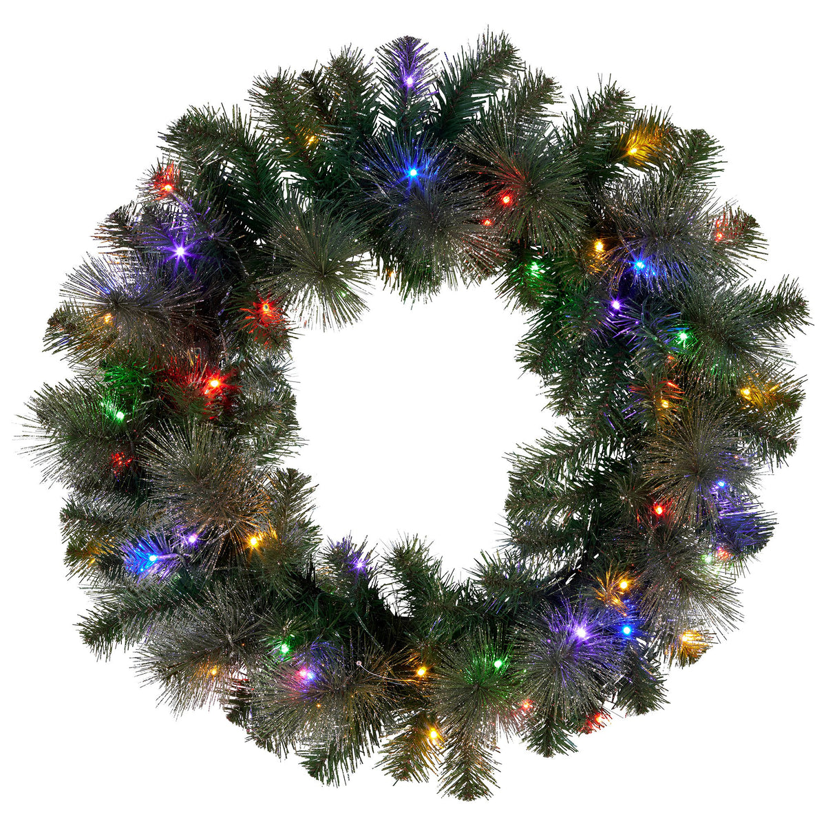 Christabelle Gold Glitter Pine Wreath with Multi-Function LEDs, 61 cm