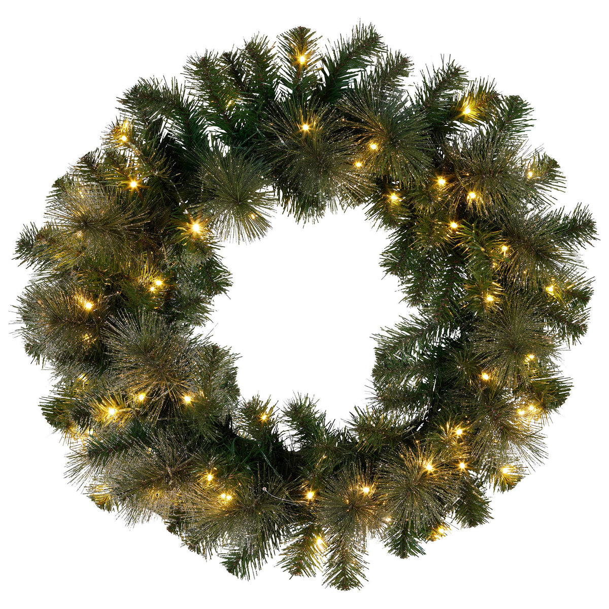 Christabelle Gold Glitter Pine Wreath with Multi-Function LEDs, 61 cm