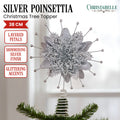 Christabelle Silver Poinsettia Tree Topper, 38 cm