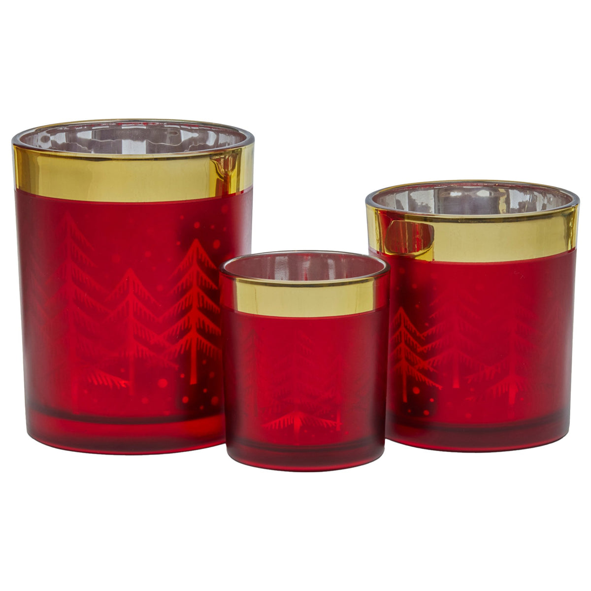 Christabelle Red and Gold Christmas Candle Jars, Set of 3