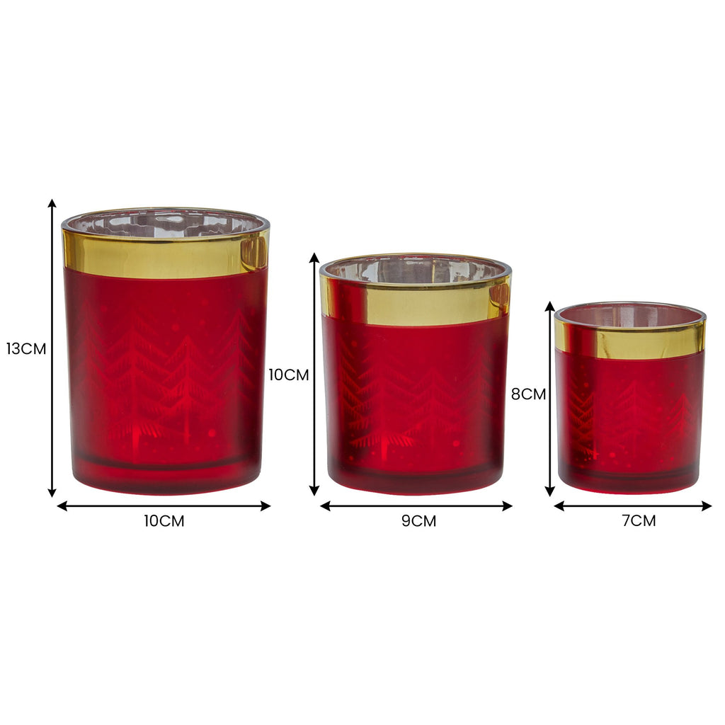 Christabelle Red and Gold Christmas Candle Jars, Set of 3