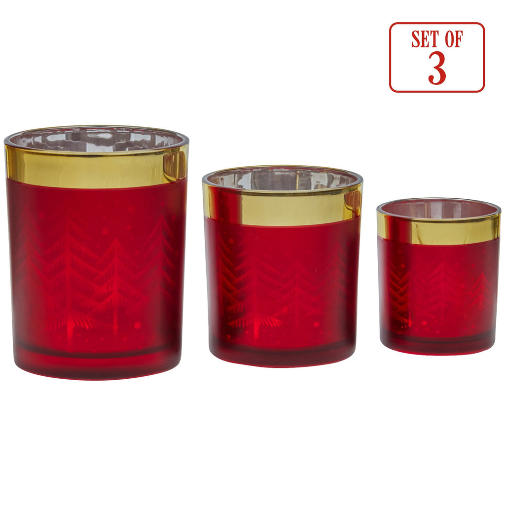 Christabelle Red and Gold Christmas Candle Jars, Set of 3