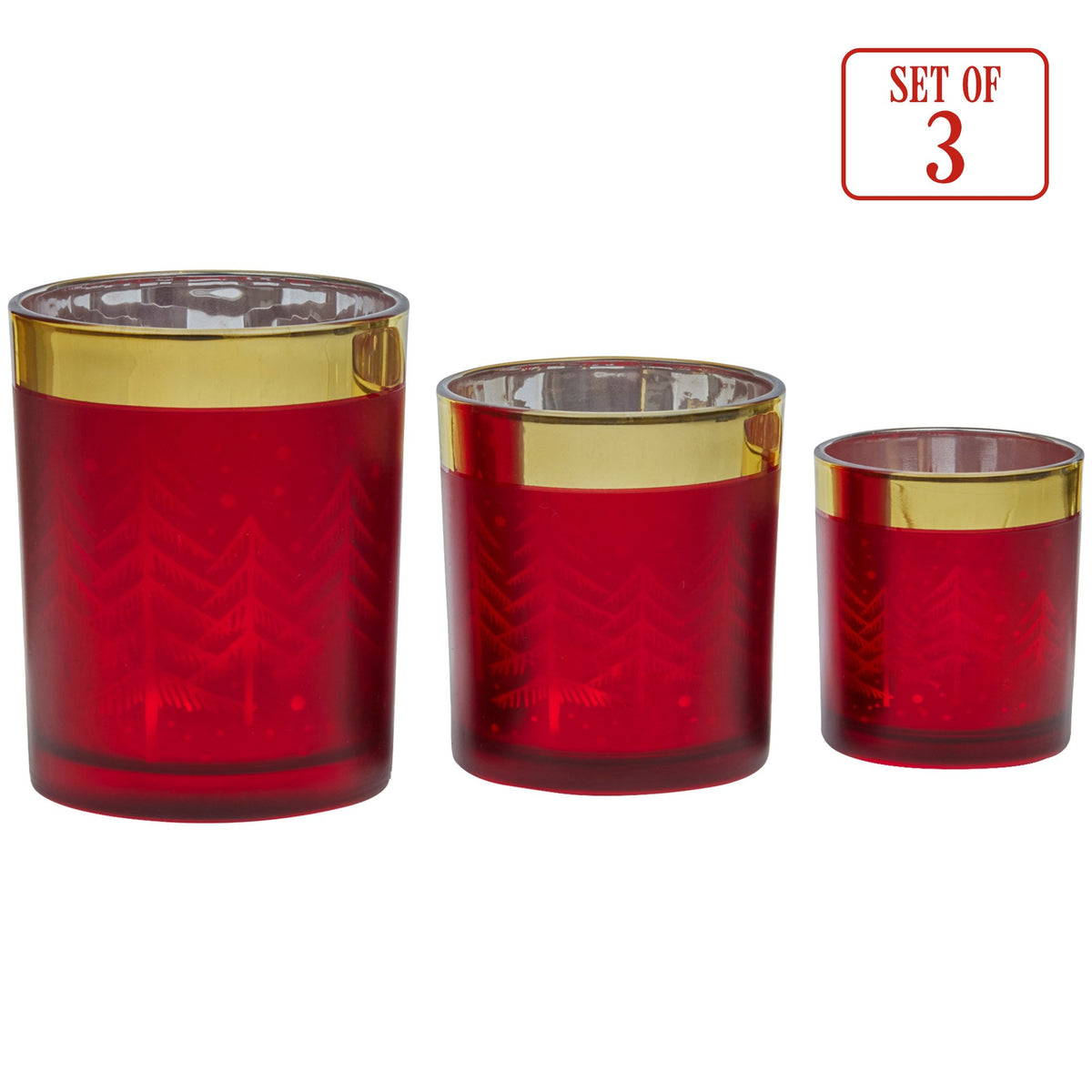 Christabelle Red and Gold Christmas Candle Jars, Set of 3