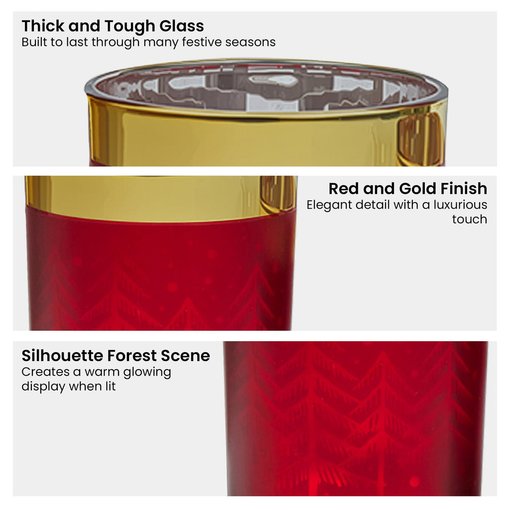 Christabelle Red and Gold Christmas Candle Jars, Set of 3