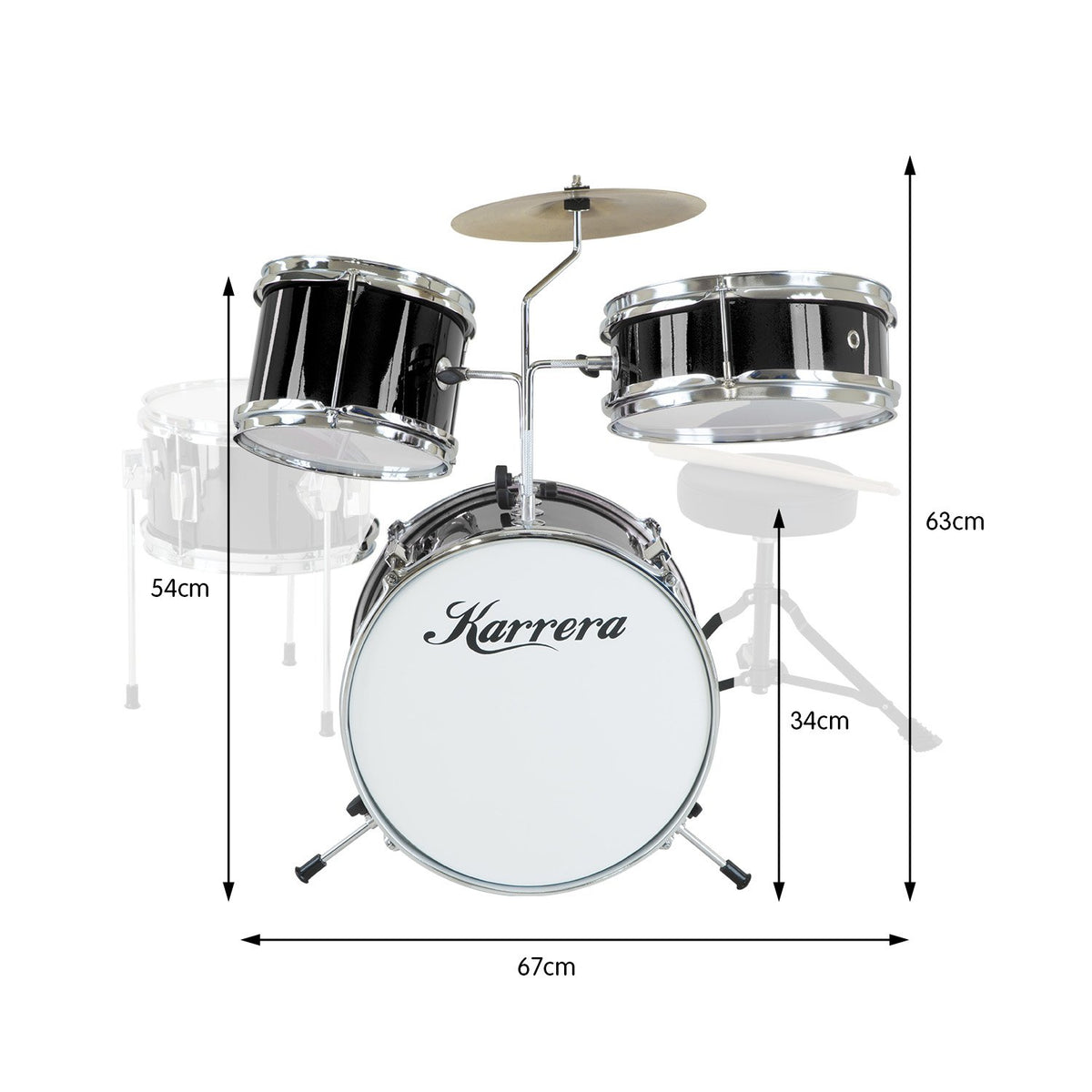 Karrera Children's 4 Piece Drum Kit with Stool