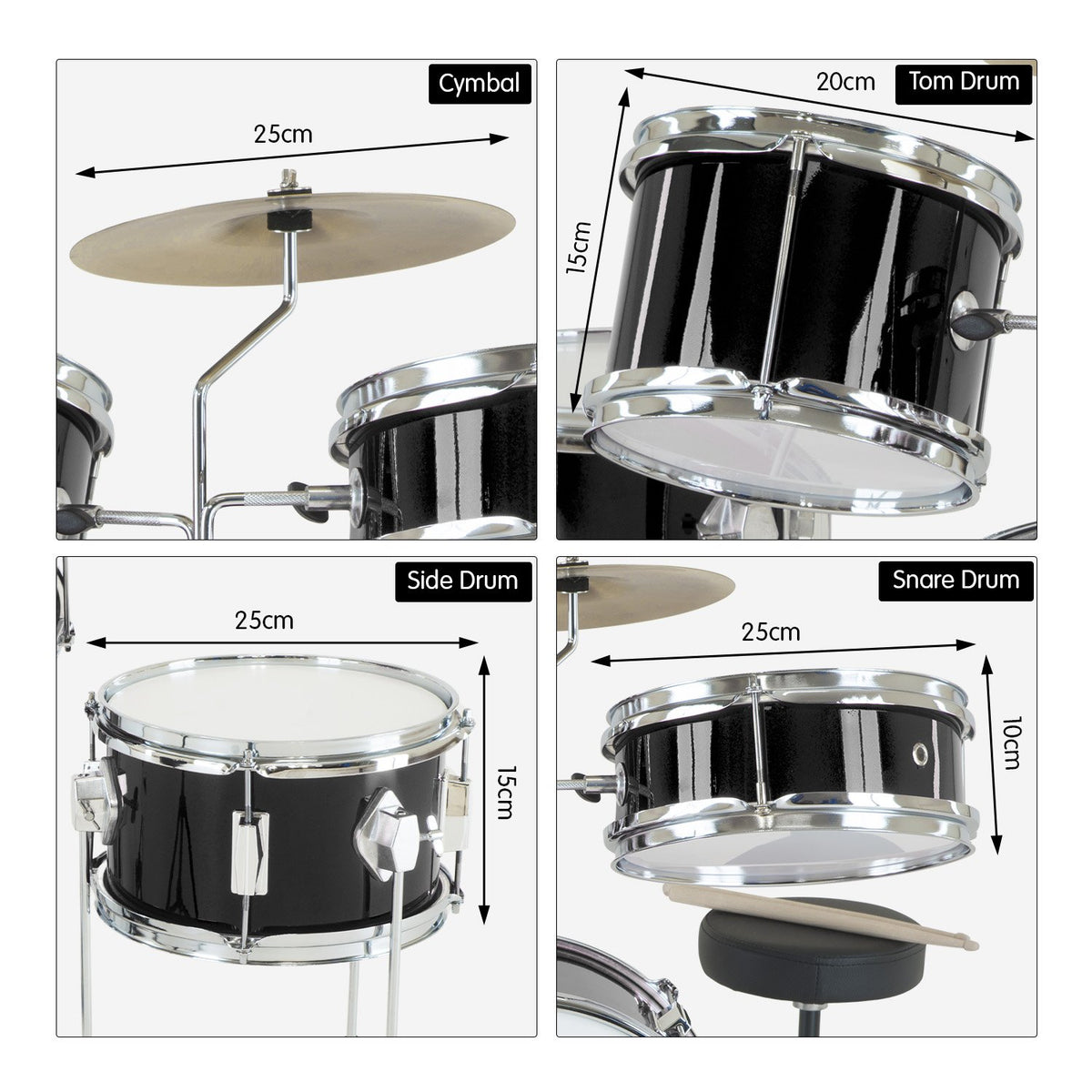 Karrera Children's 4 Piece Drum Kit with Stool