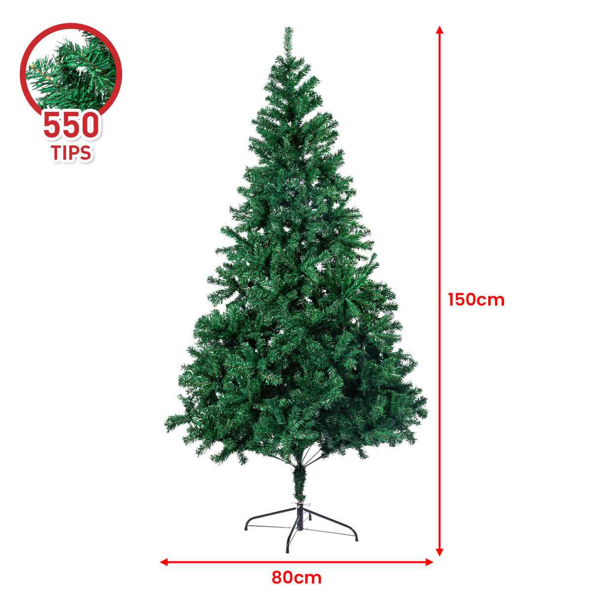 Christabelle Green Artificial Christmas Tree, 1.5 m to 2.4 m