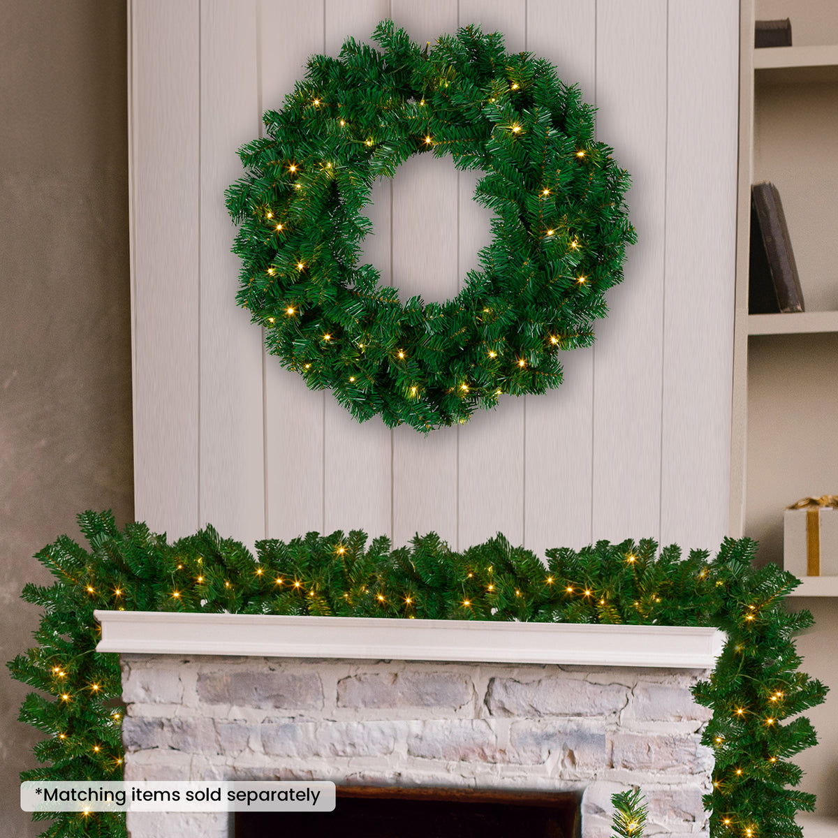 Christabelle Chadwick Wreath with LED Lights, 61 cm, shown in a real setting