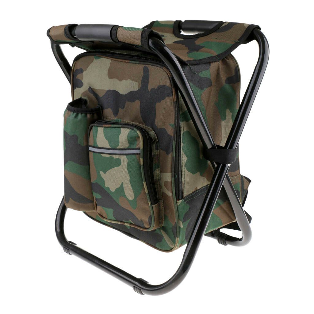 Folding Backpack Chair with Cooler Bag, 150 kg Load