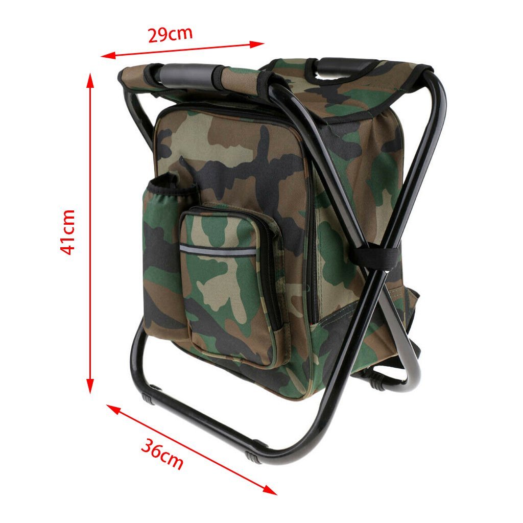 Folding Backpack Chair with Cooler Bag, 150 kg Load
